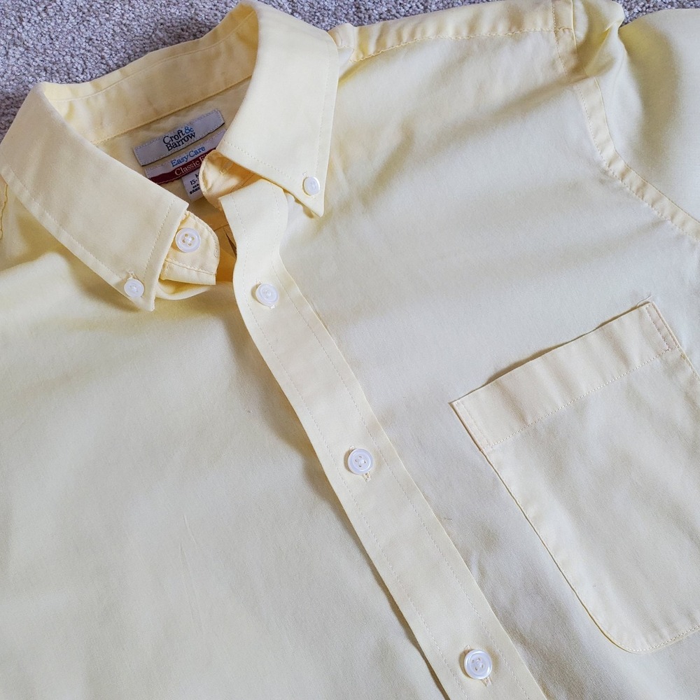 Croft & Barrow Men's Button‎ Down Shirt Size M Yellow Short Sleeve